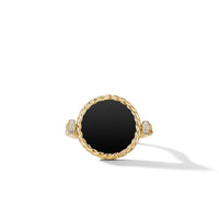 DY Elements Swivel Ring in 18K Yellow Gold with Black Onyx and Mother of Pearl and Pavé Diamonds