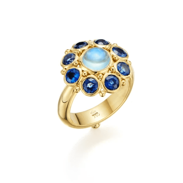 Temple St. Clair 18K Yellow Gold Moonstone with Sapphire Ring