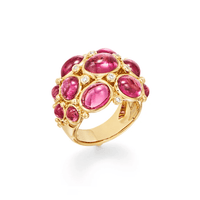 18K Yellow Gold Pink Tourmaline Diamond Ring