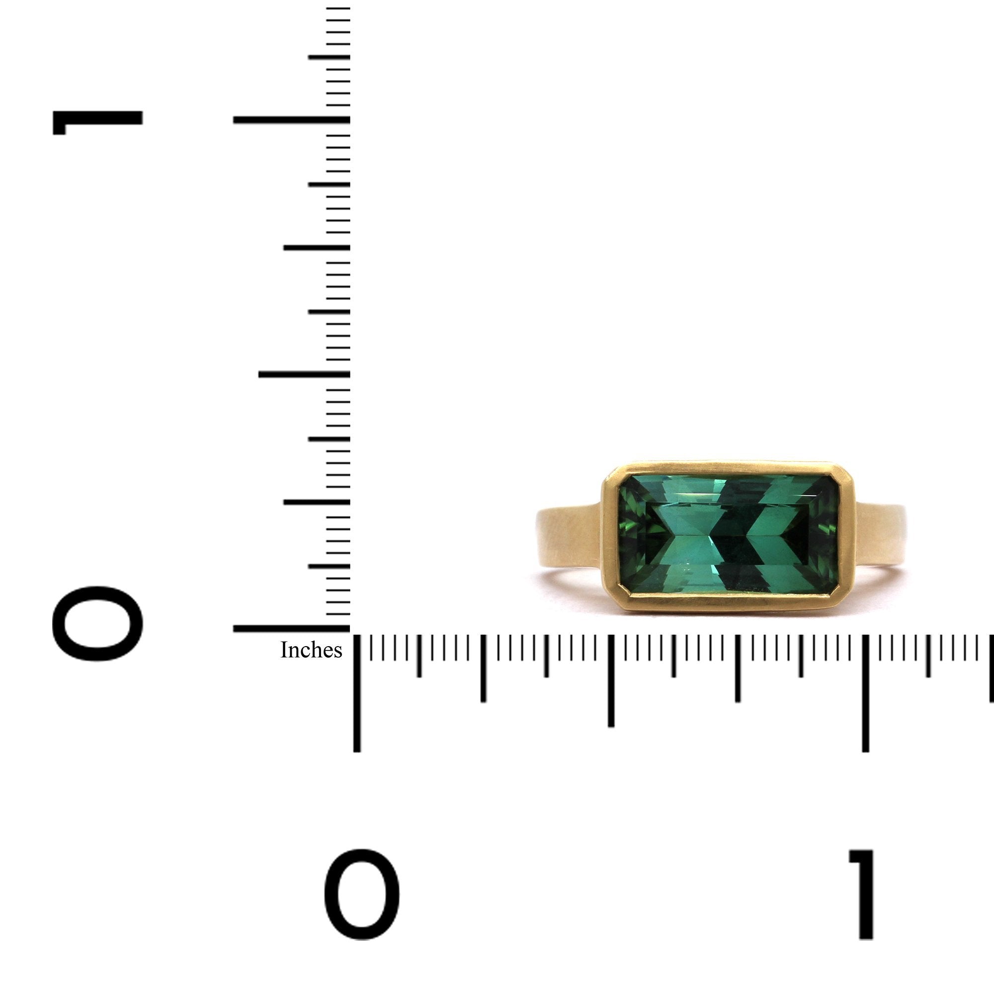 18K Yellow Gold Emerald Cut Green Tourmaline Ring