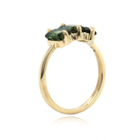 14K Yellow Gold 3 Stone Green Tourmaline Ring
