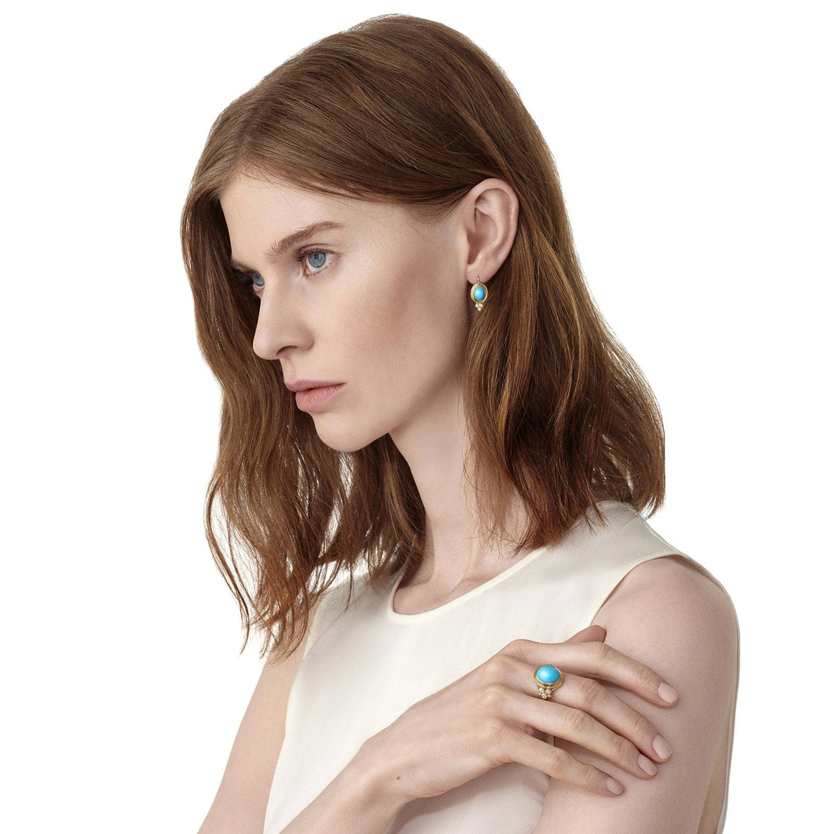 Temple St. Clair 18K Yellow Gold Diamond Turquoise Ring