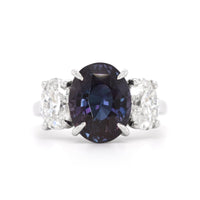 Platinum Alexandrite and Diamond 3 Stone Ring