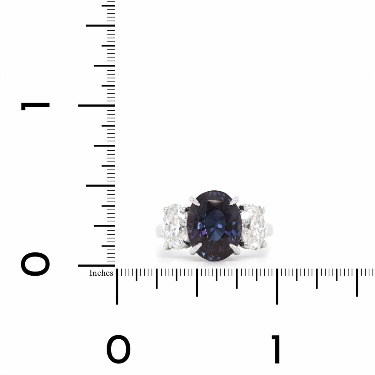 Platinum Alexandrite and Diamond Three Stone Ring