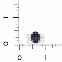 Platinum Alexandrite and Diamond Three Stone Ring