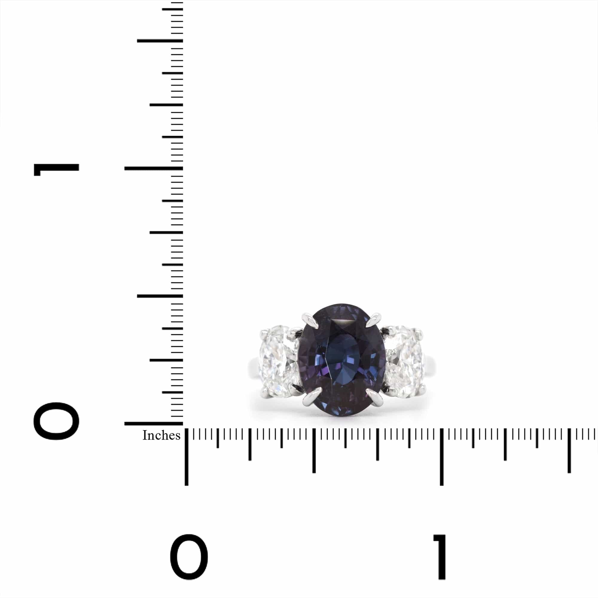 Platinum Alexandrite and Diamond Three Stone Ring