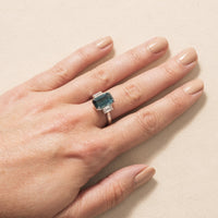 Platinum 3 Stone Tourmaline and Diamond Ring