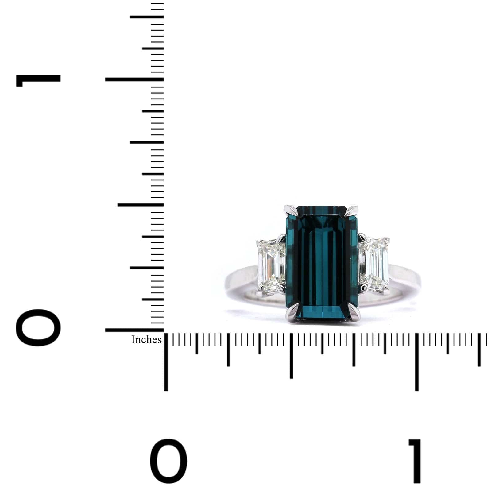 Platinum 3 Stone Tourmaline and Diamond Ring