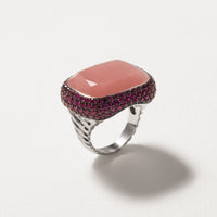 18k White Gold Guava Quartz Bezel Set Ring