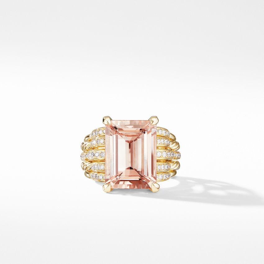 Tides Statement Ring in 18K Yellow Gold with Morganite and Diamonds