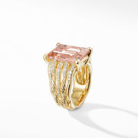 Tides Statement Ring in 18K Yellow Gold with Morganite and Diamonds