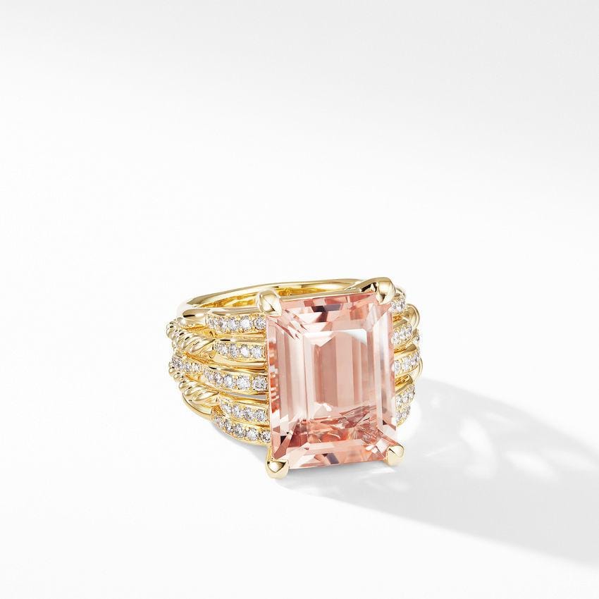 Tides Statement Ring in 18K Yellow Gold with Morganite and Diamonds