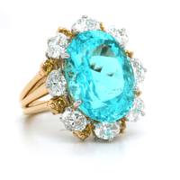 Oscar Heyman Platinum and 18K Yellow Gold Oval Tourmaline and Diamond Ring