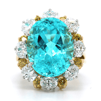 Oscar Heyman Platinum and 18K Yellow Gold Oval Tourmaline and Diamond Ring