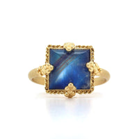 18K Yellow Gold Square Moonstone Ring