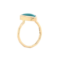 14K Yellow Gold Pear Shape Chrysocolla Ring