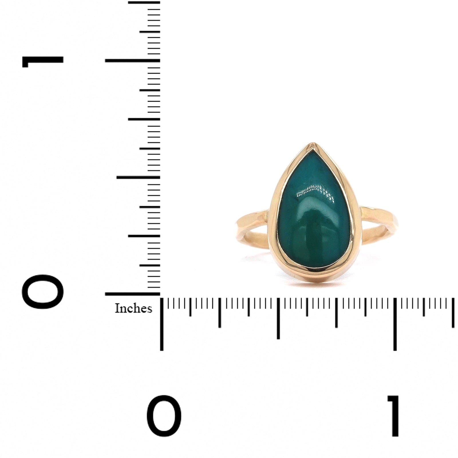 14K Yellow Gold Pear Shape Chrysocolla Ring