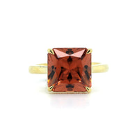 18K Yellow Gold Zircon Diamond Hidden Halo Ring