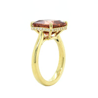 18K Yellow Gold Zircon Diamond Hidden Halo Ring