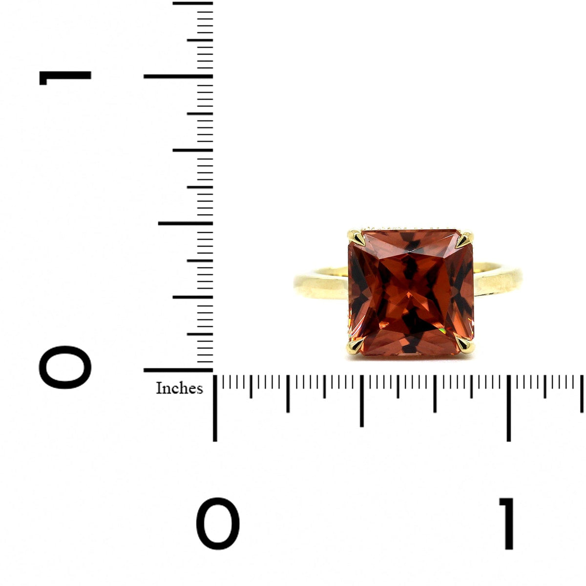 18K Yellow Gold Zircon Diamond Hidden Halo Ring