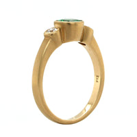 14K Yellow Gold Tsavorite Diamond 3 Stone Ring