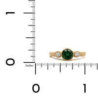 14K Yellow Gold Tsavorite Diamond 3 Stone Ring