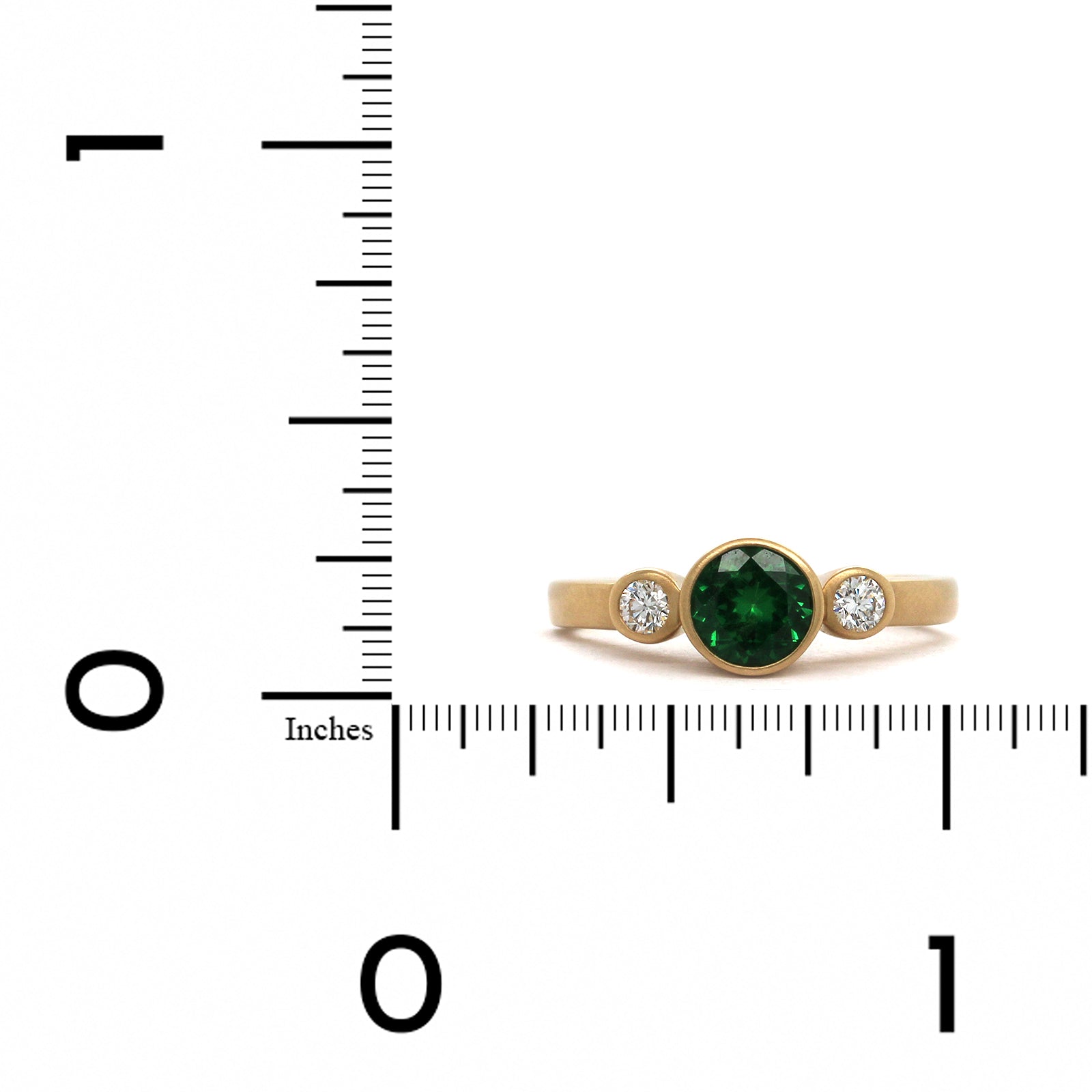 14K Yellow Gold Tsavorite Diamond 3 Stone Ring