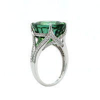 18K White Gold Green Tourmaline Diamond Ring