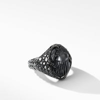 Petrvs Pinky Ring in 18K White Gold with Black Rhodium, Black Onyx and Pavé Black Diamonds, Long's Jewelers