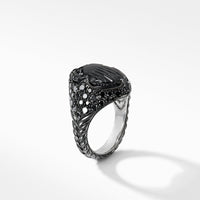 Petrvs Pinky Ring in 18K White Gold with Black Rhodium, Black Onyx and Pavé Black Diamonds, Long's Jewelers
