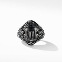 Petrvs Pinky Ring in 18K White Gold with Black Rhodium, Black Onyx and Pavé Black Diamonds, Long's Jewelers