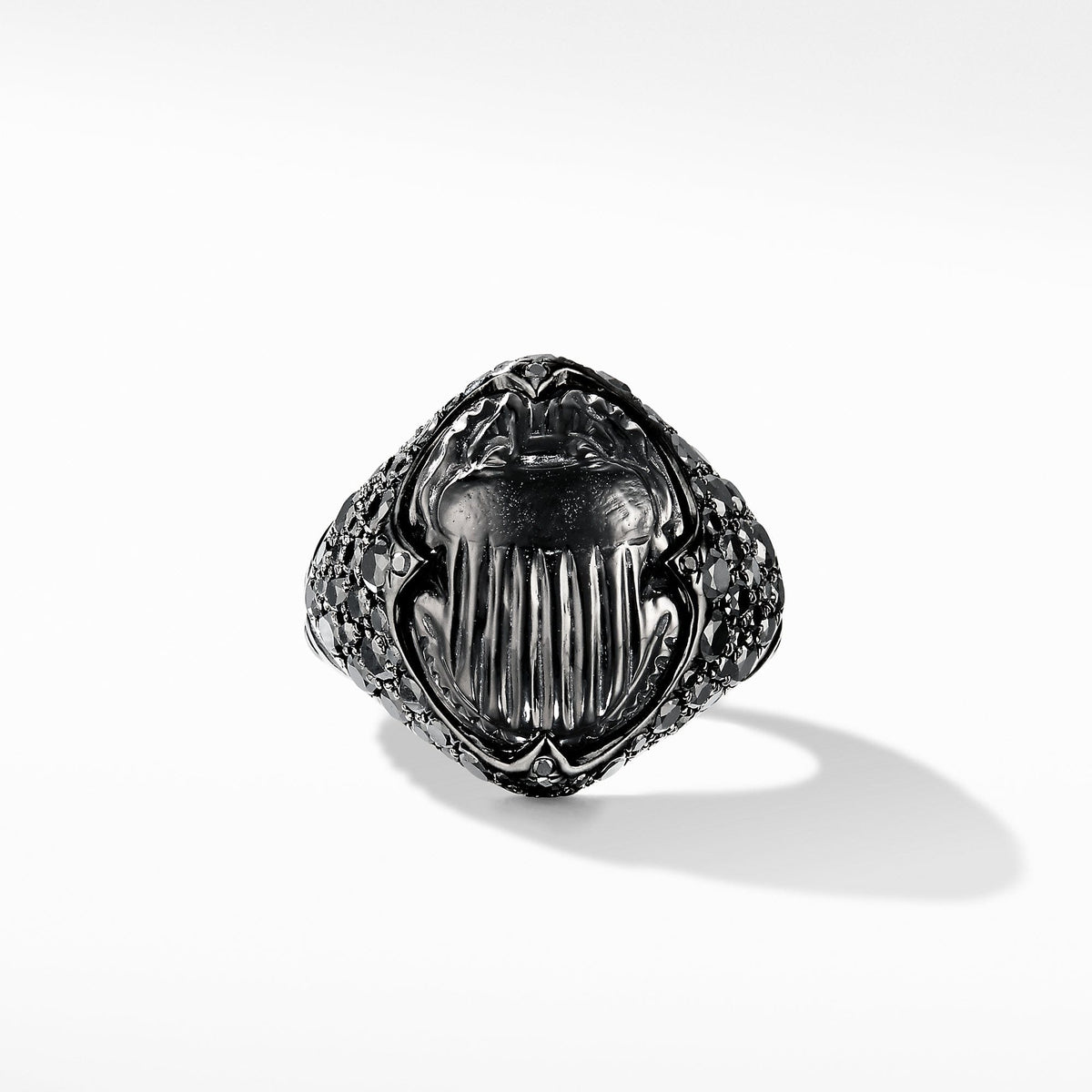 Petrvs Pinky Ring in 18K White Gold with Black Rhodium, Black Onyx and Pavé Black Diamonds, Long's Jewelers