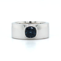 18K White Gold Blue Spinel Wide Ring, 18k white gold, Long's Jewelers
