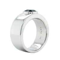 18K White Gold Blue Spinel Wide Ring, 18k white gold, Long's Jewelers