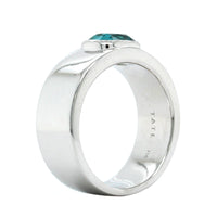 18K White Gold Blue Tourmaline Wide Ring, 18k white gold, Long's Jewelers