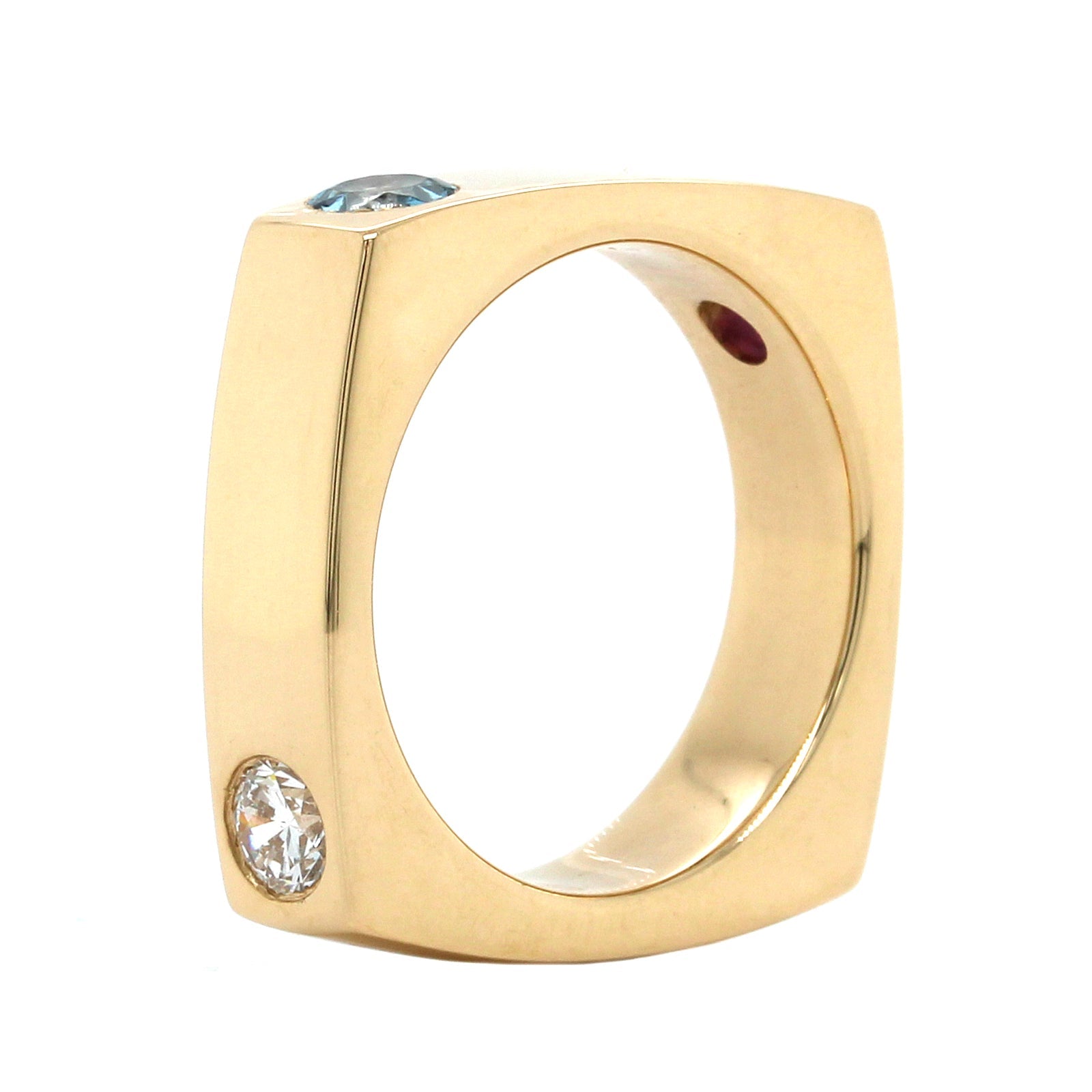 14K Yellow Gold Multi Gem Stone Square Mothers Ring, 14k yellow gold, Long's Jewelers