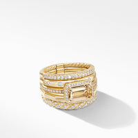 Stax Statement Ring in 18K Yellow Gold with Champagne Citrine and Pavé Diamonds