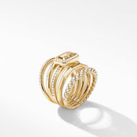 Stax Statement Ring in 18K Yellow Gold with Champagne Citrine and Pavé Diamonds