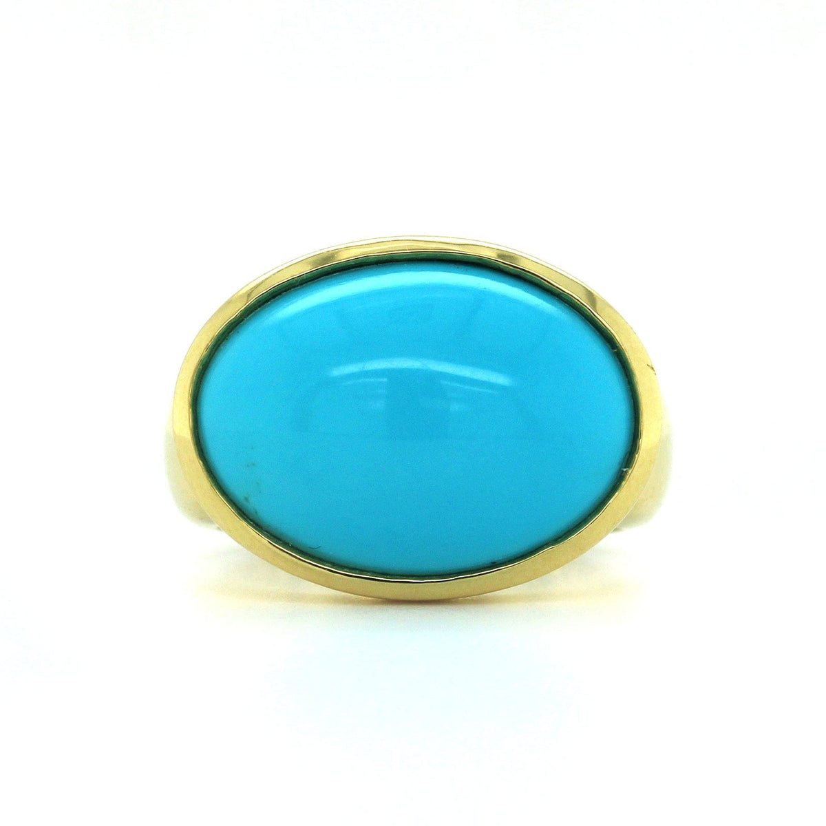 18K Yellow Gold Oval Arizona Turquoise Ring, 18k yellow gold, Long's Jewelers