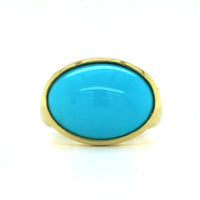 18K Yellow Gold Oval Arizona Turquoise Ring, 18k yellow gold, Long's Jewelers