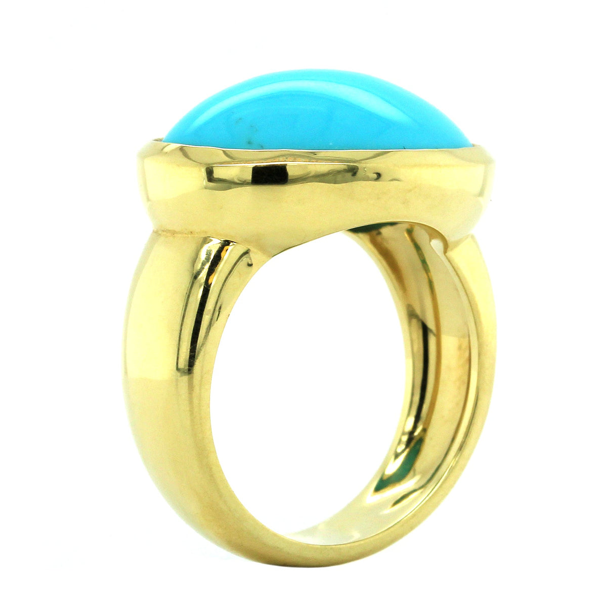 18K Yellow Gold Oval Arizona Turquoise Ring, 18k yellow gold, Long's Jewelers