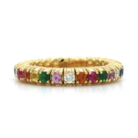 18K Yellow Gold Sapphire and Multi Gemstone Stretch Ring, Long's Jewelers