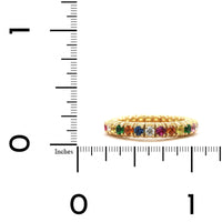 18K Yellow Gold Sapphire and Multi Gemstone Stretch Ring, Long's Jewelers