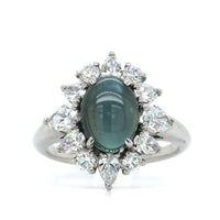 Oscar Heyman Platinum Oval Cat's Eye Alexandrite Diamond Ring