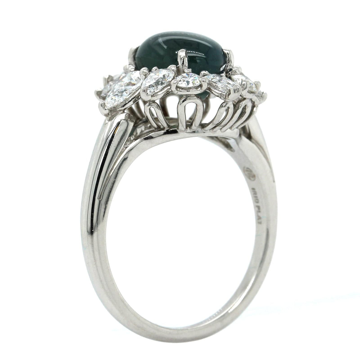 Platinum Oval Cat's Eye Alexandrite Diamond Ring