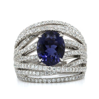 18K White Gold Oval Iolite and Diamond Ring, 18k white gold, Long's Jewelers