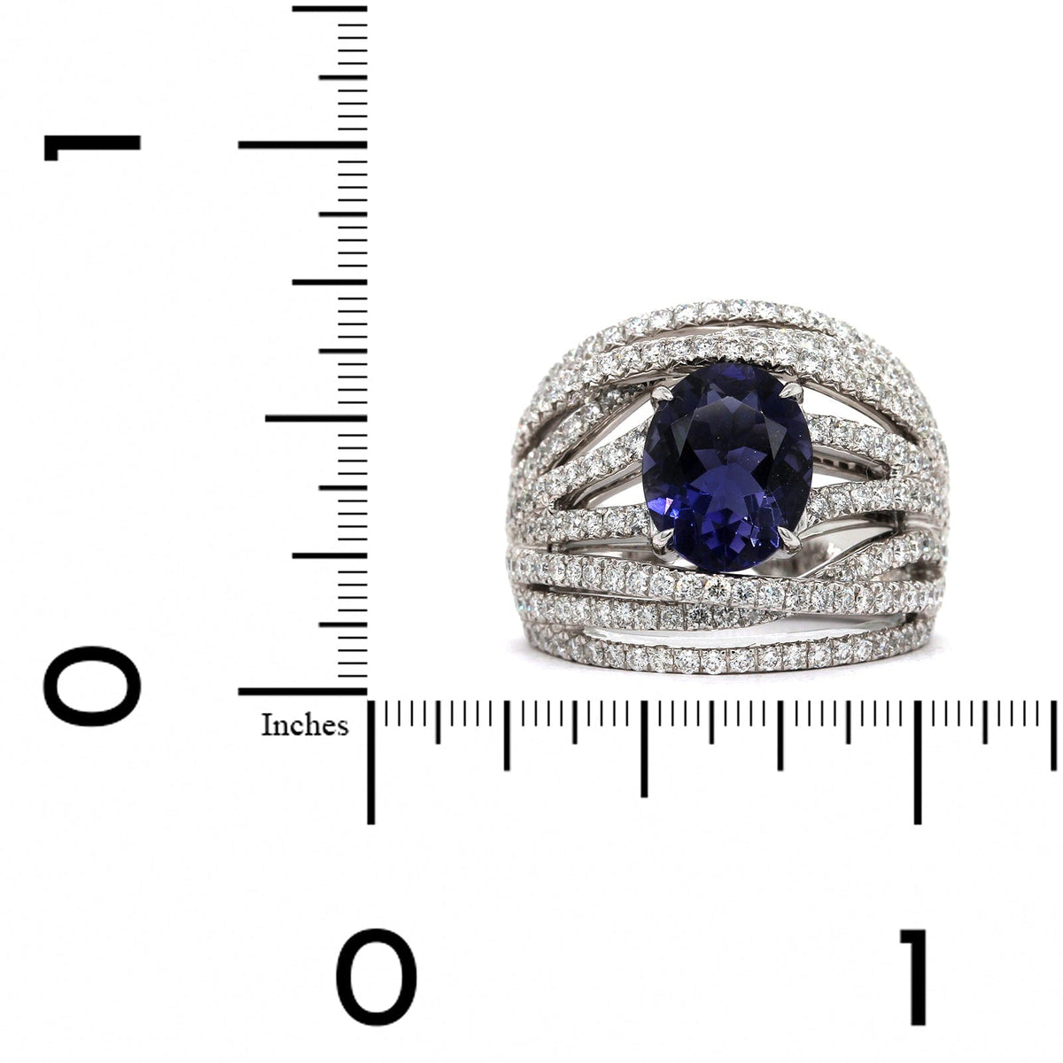 18K White Gold Oval Iolite and Diamond Ring, 18k white gold, Long's Jewelers