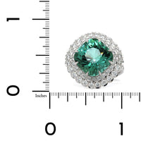 18K White Gold Green Tourmaline Diamond Halo Ring, 18k white gold, Long's Jewelers