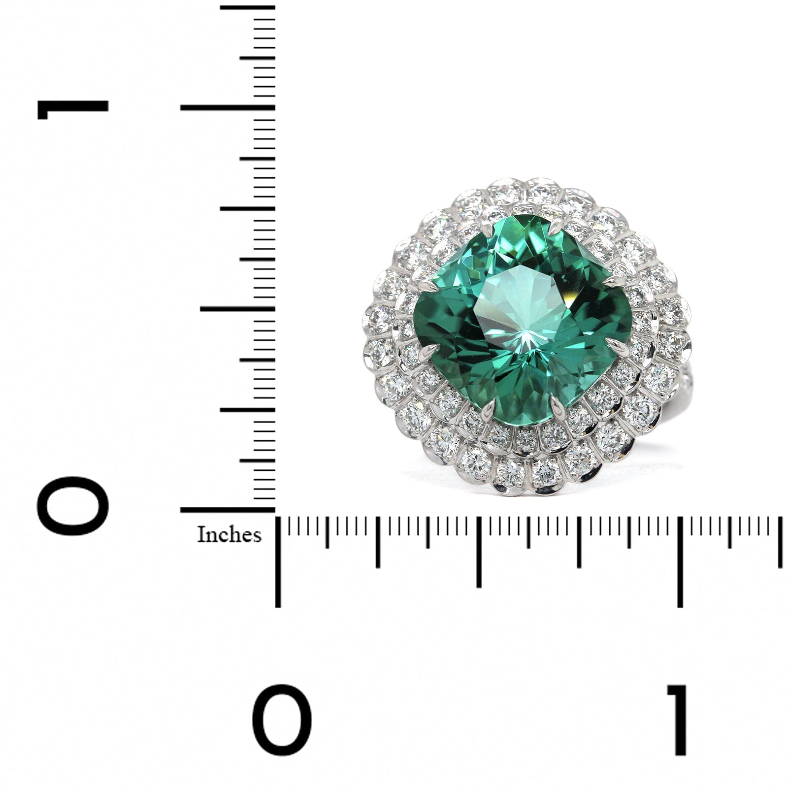 18K White Gold Green Tourmaline Diamond Halo Ring, 18k white gold, Long's Jewelers