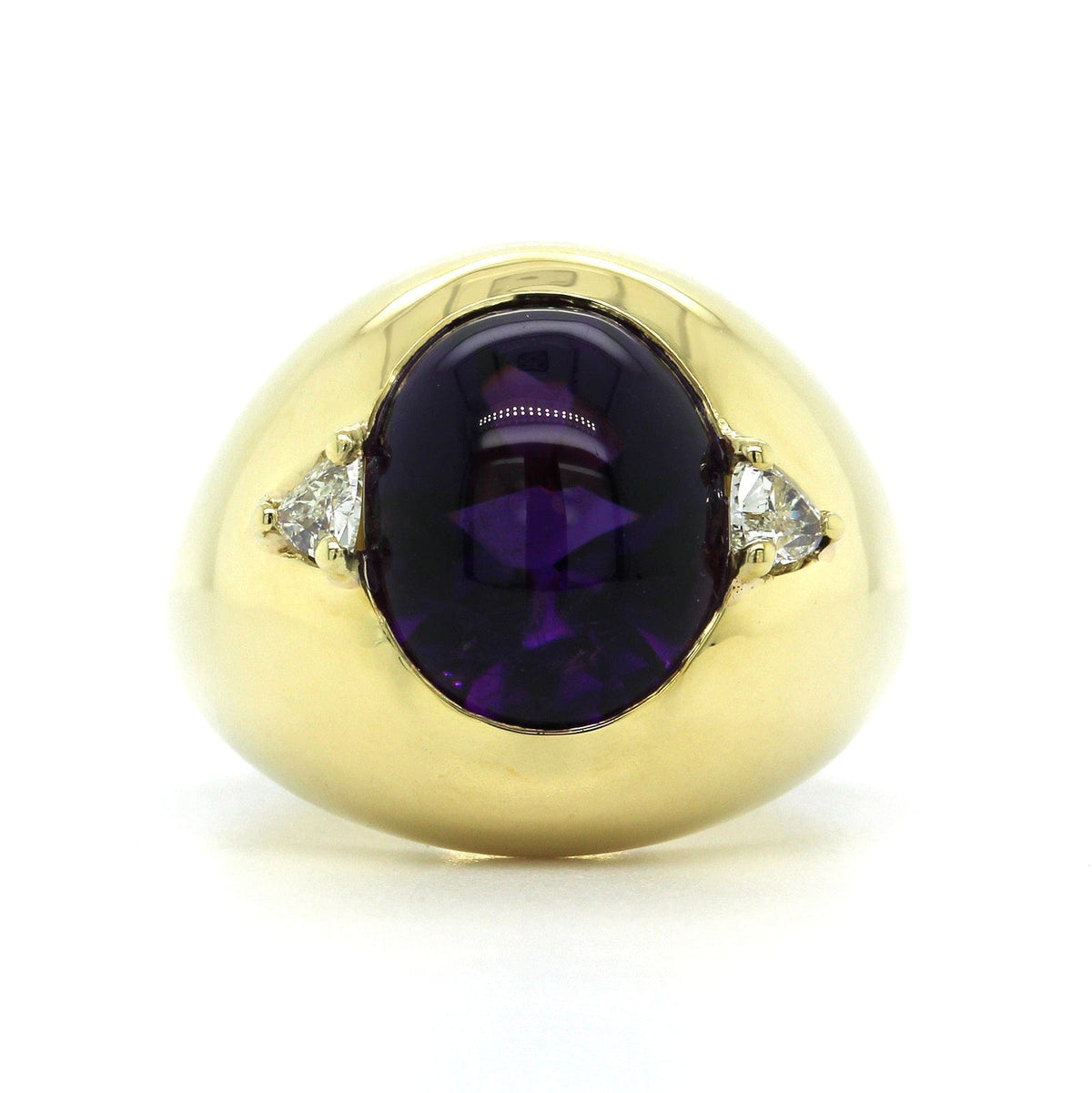 18K Yellow Gold Oval Amethyst Diamond Ring, 18k yellow gold, Long's Jewelers